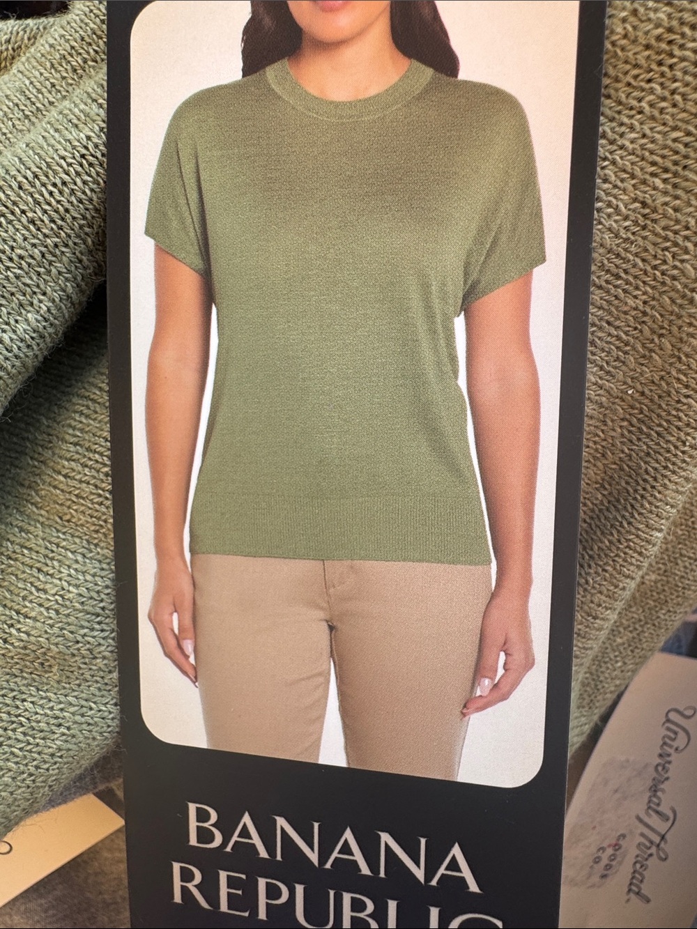 Banana Republic Olive Green Short-Sleeve Crewneck Top